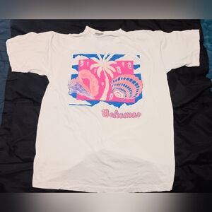VTG 80s Bahamas Neon Sea Life Tee Women's XXL Boxy Large Graphic Single Stitch